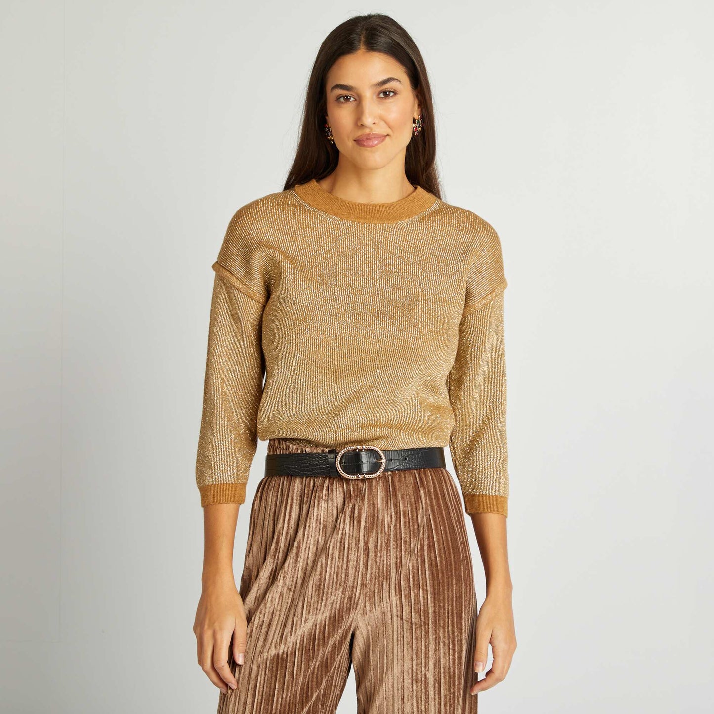 Gold-coloured lurex sweater YELLOW