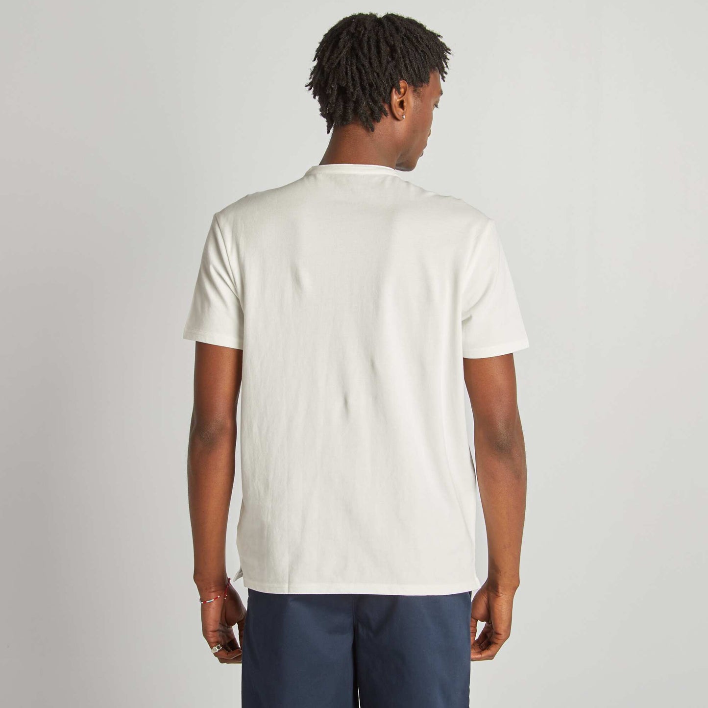 Henley collar polo shirt WHITE