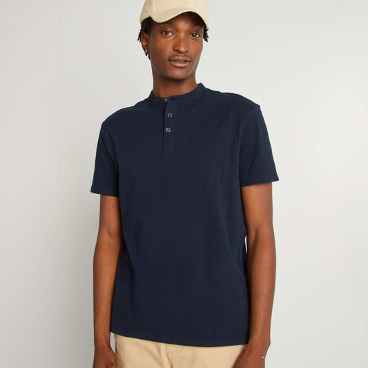 Henley collar polo shirt BLUE