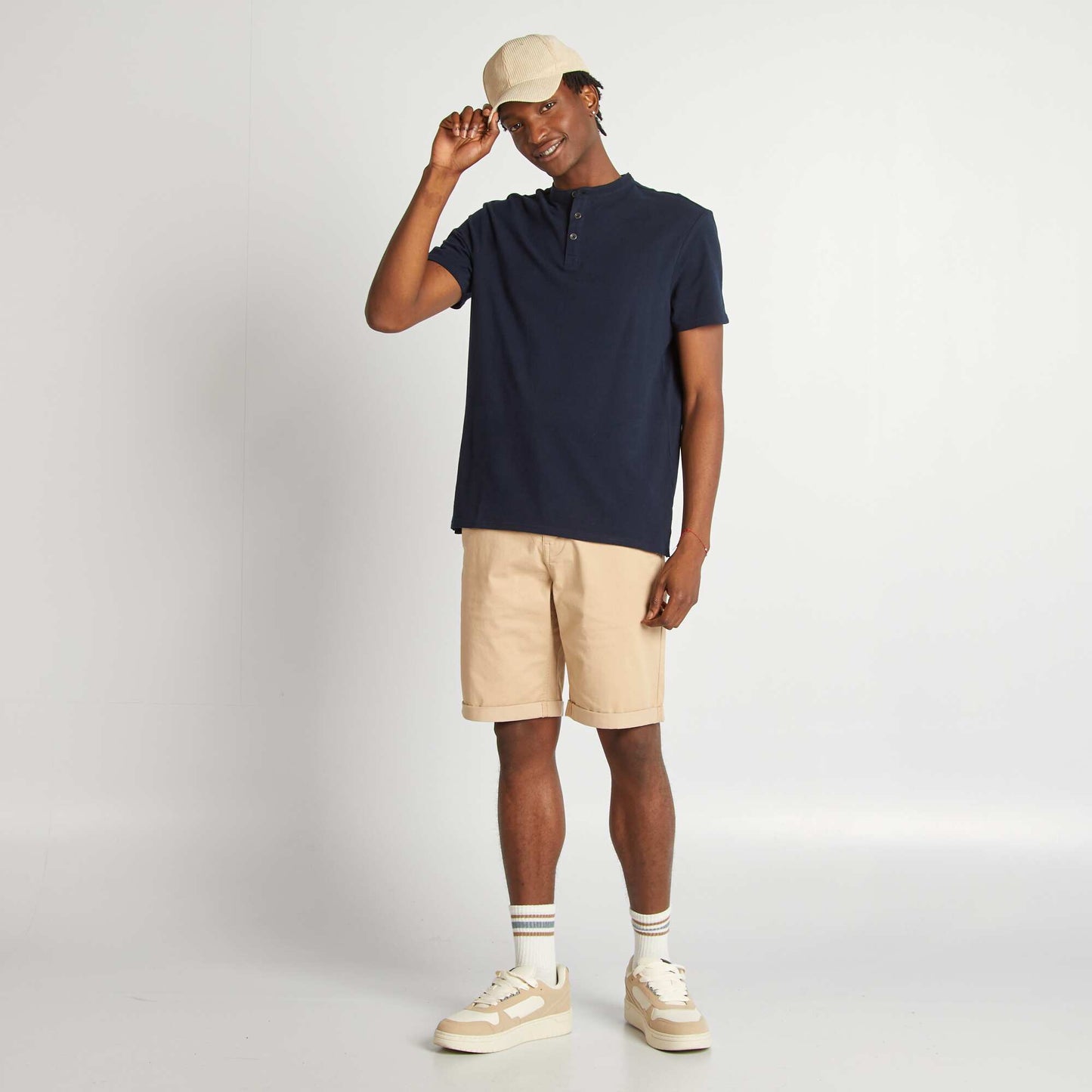 Henley collar polo shirt BLUE