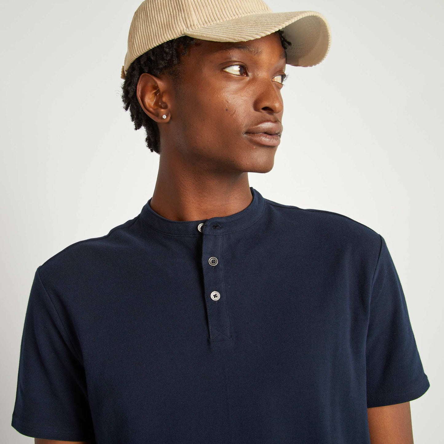 Henley collar polo shirt BLUE