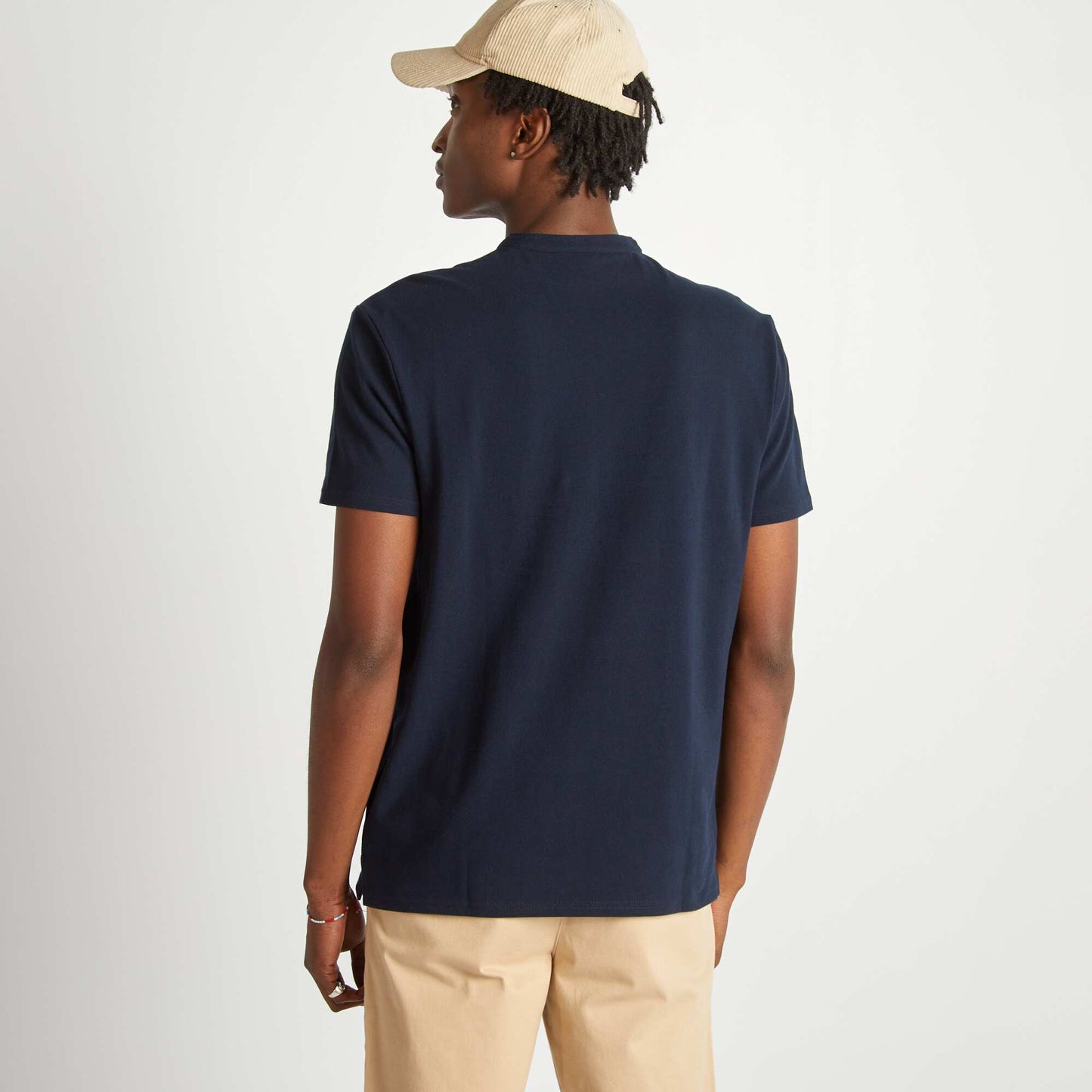 Henley collar polo shirt BLUE