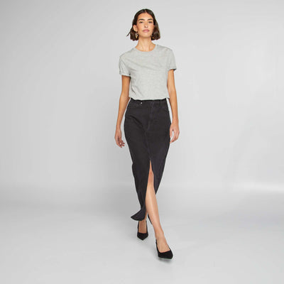 تنورة دنيم طويلة رمادي