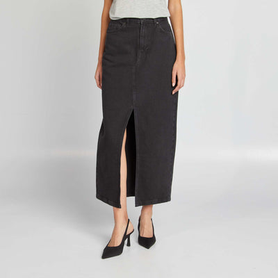 تنورة دنيم طويلة رمادي