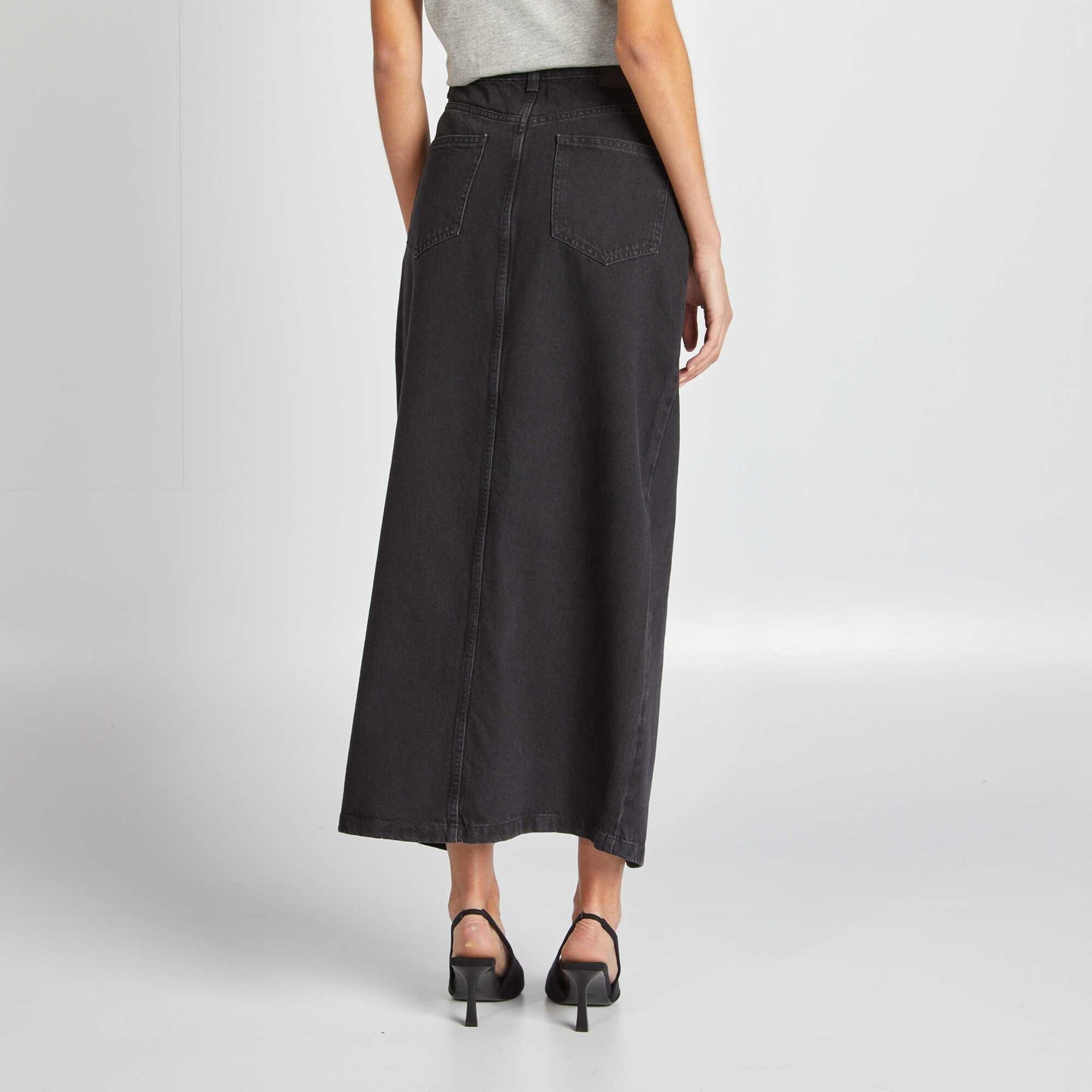 Long denim skirt GREY