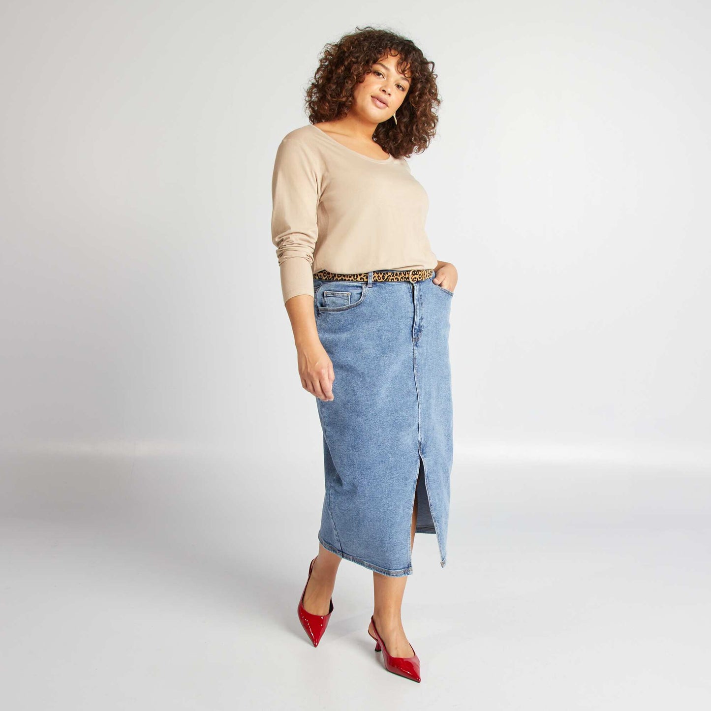 Denim midi skirt BLUE
