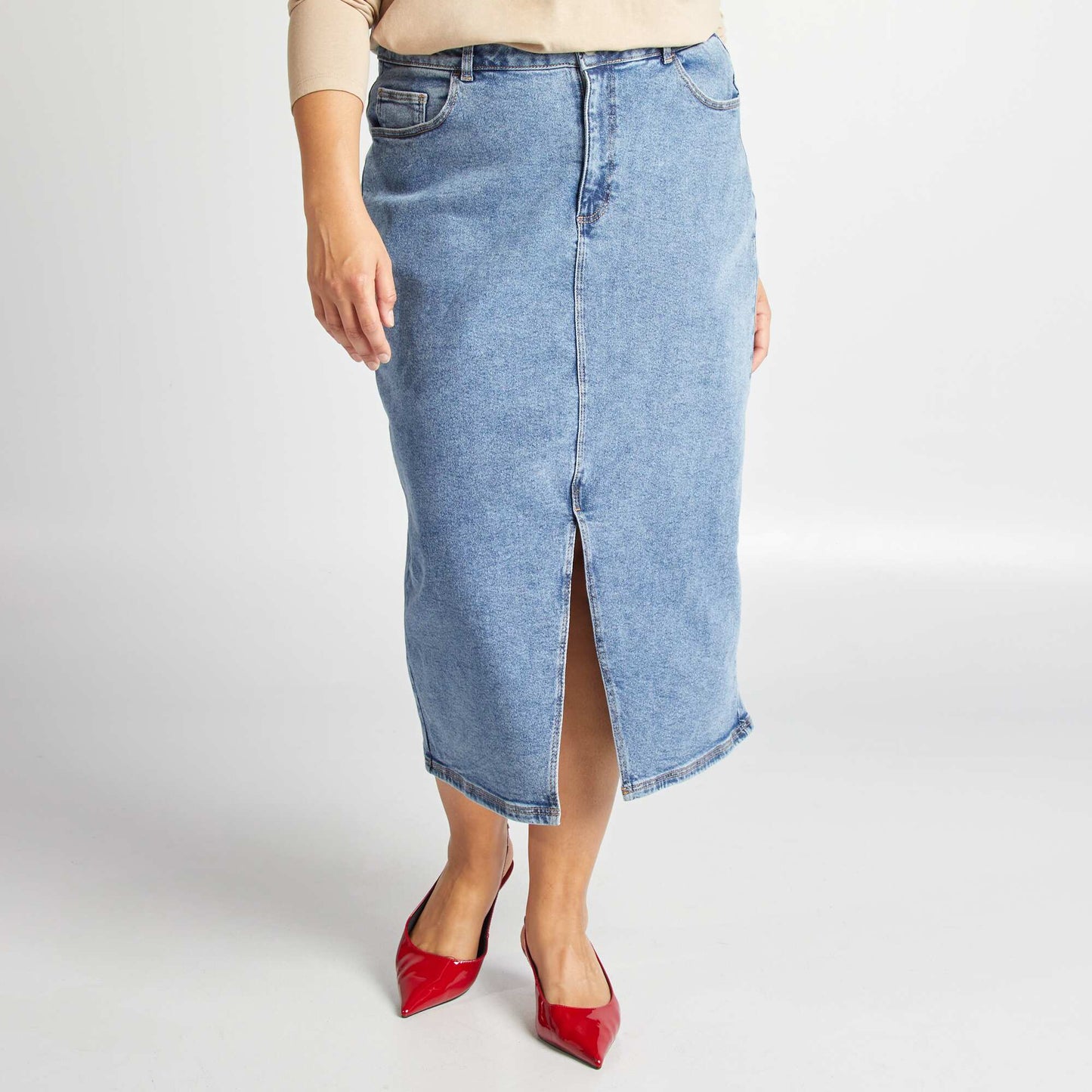 Denim midi skirt BLUE
