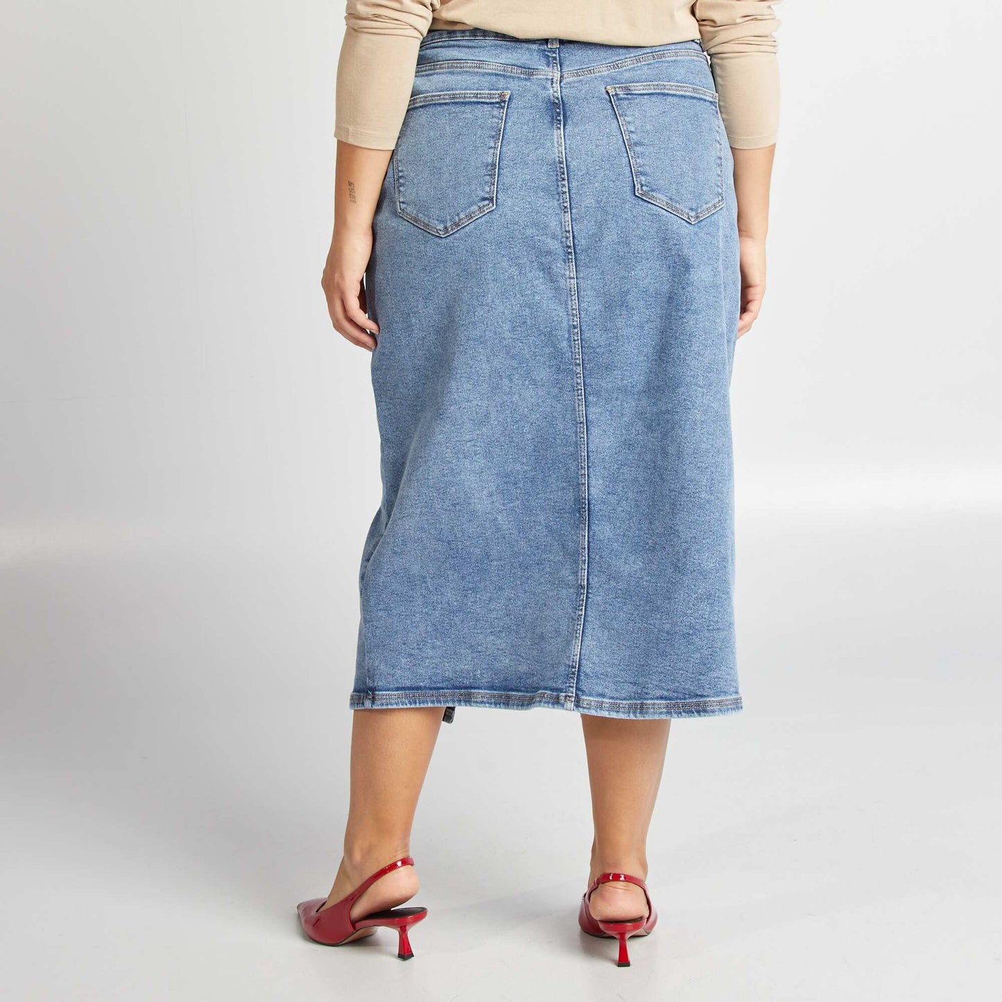Denim midi skirt BLUE