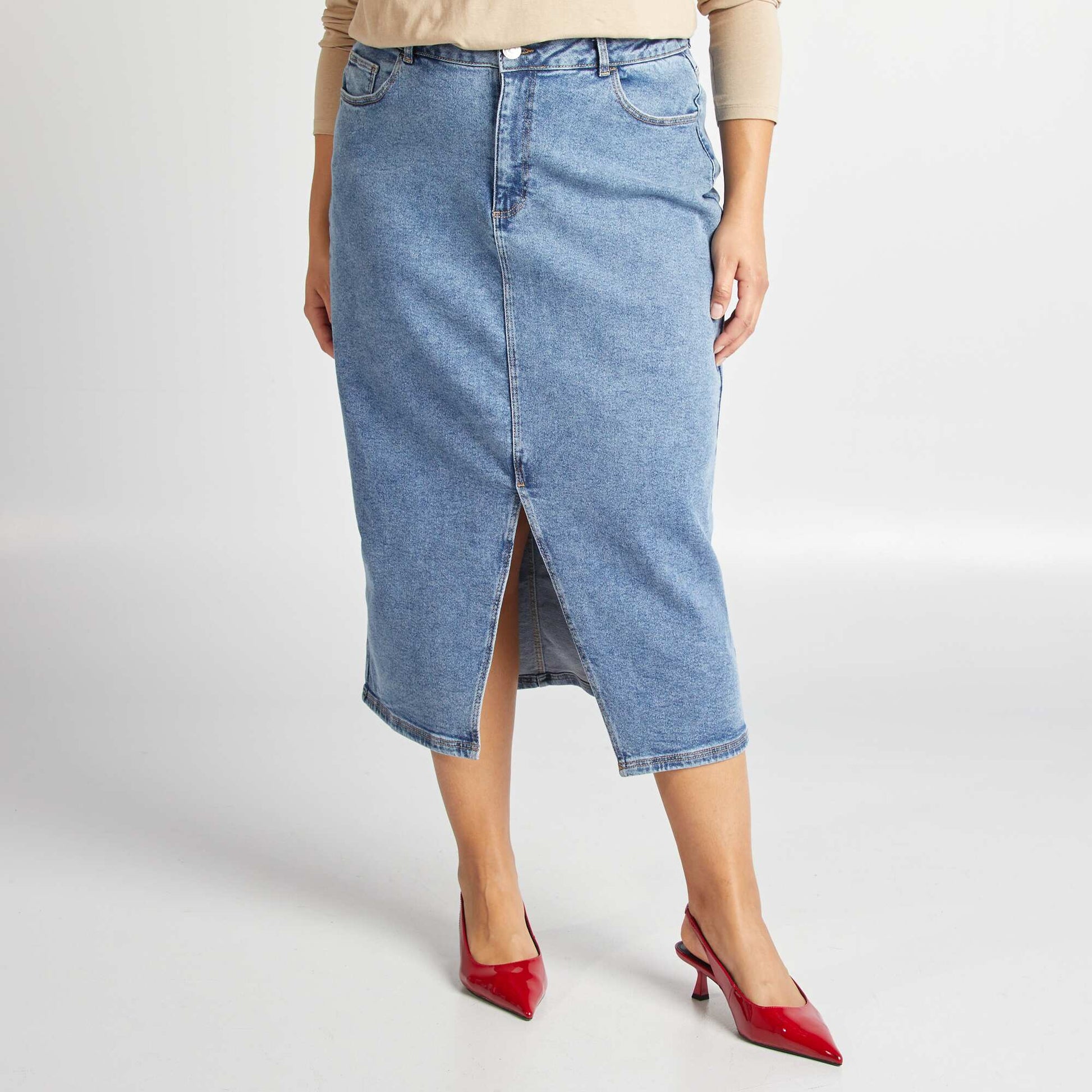 Denim midi skirt BLUE