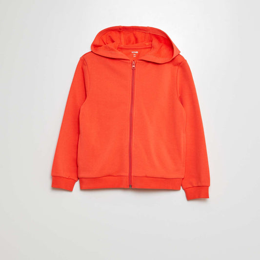 Zipped French terry hoodie RED