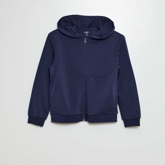 Zipped French terry hoodie BLUE