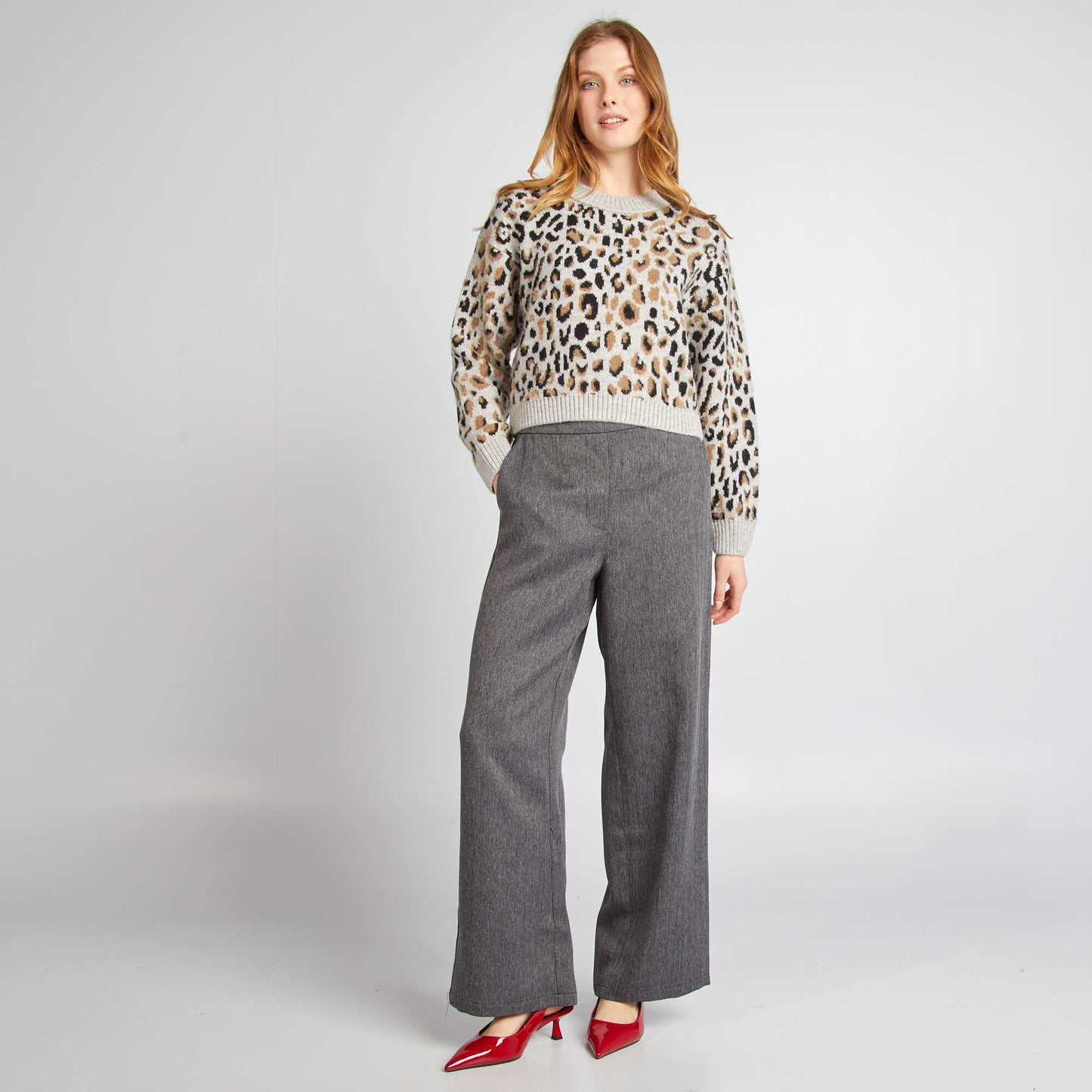 Leopard jacquard sweater GREY