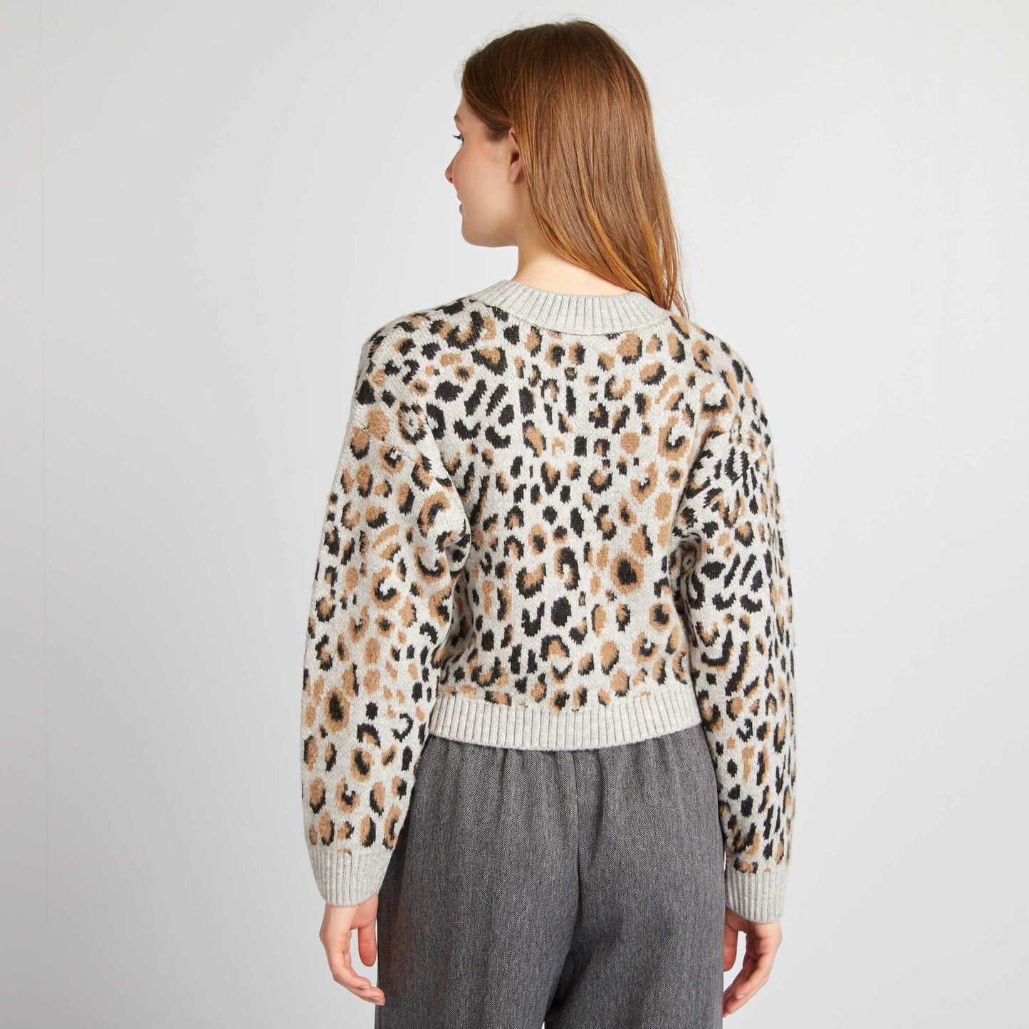 Leopard jacquard sweater GREY