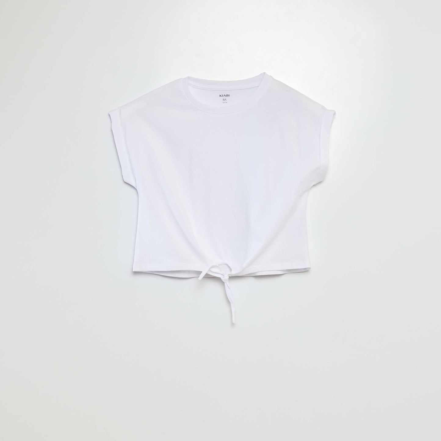 Short-sleeved T-shirt with tie fastenings at the hem WHITE