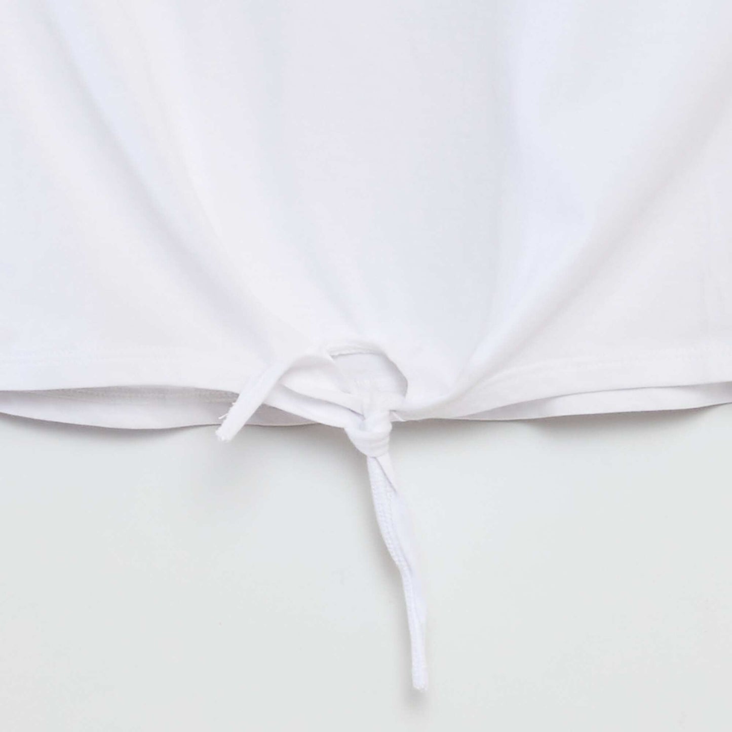 Short-sleeved T-shirt with tie fastenings at the hem WHITE