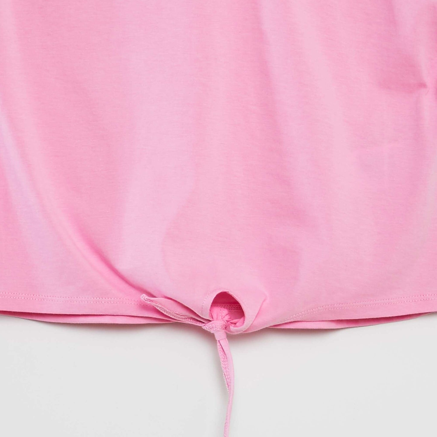 Short-sleeved T-shirt with tie fastenings at the hem PINK