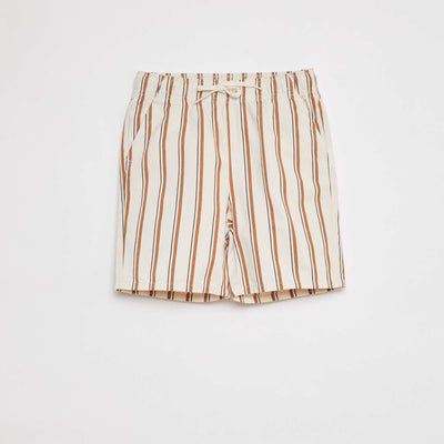 Bermuda shorts with elasticated waist BEIGE