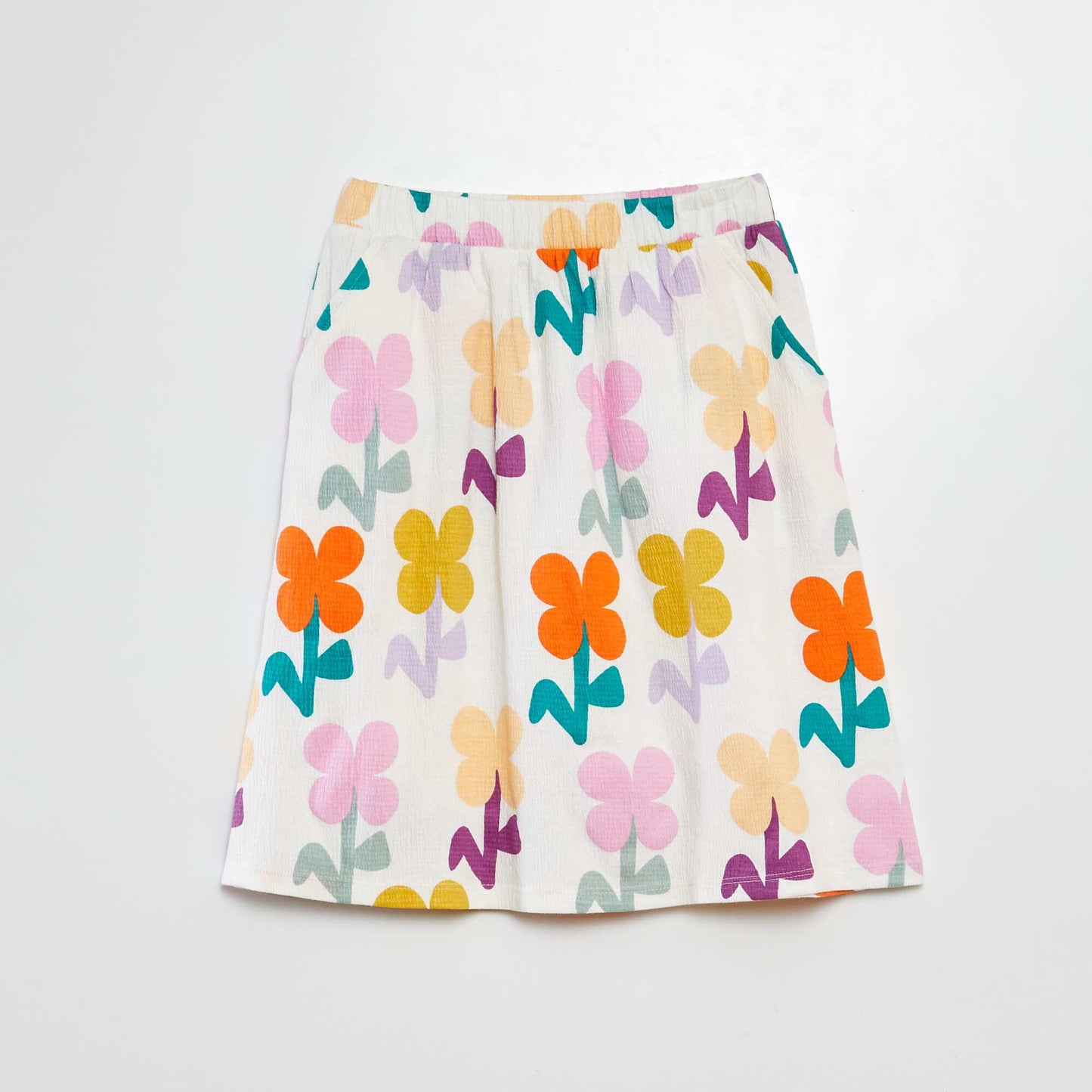 Patterned crêpe knit skirt  - Grafik Edition WHITE