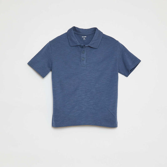 Plain polo shirt with print BLUE