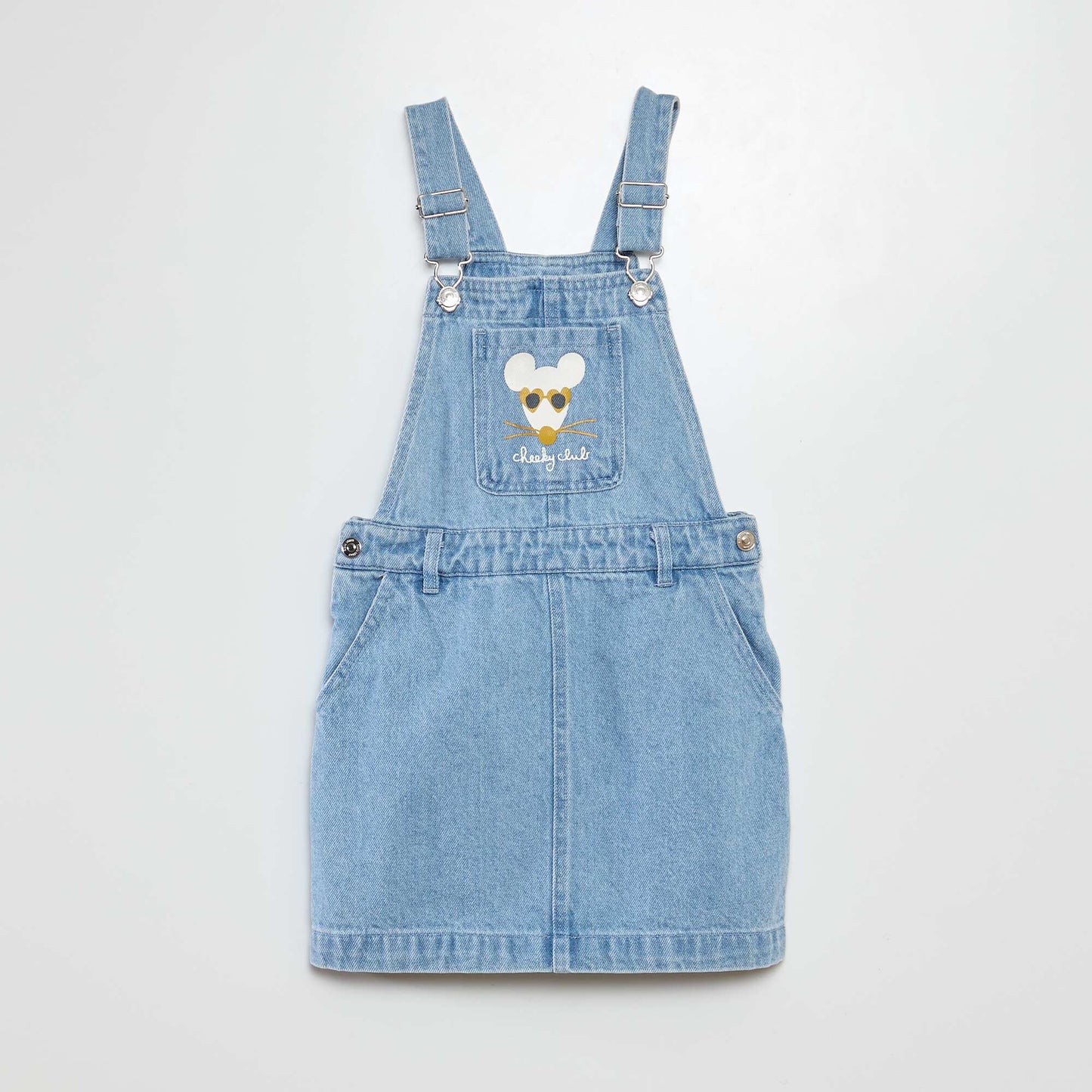 Dungaree dress with pocket - Grafik Edition WHITE