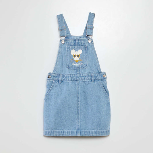 Dungaree dress with pocket - Grafik Edition WHITE