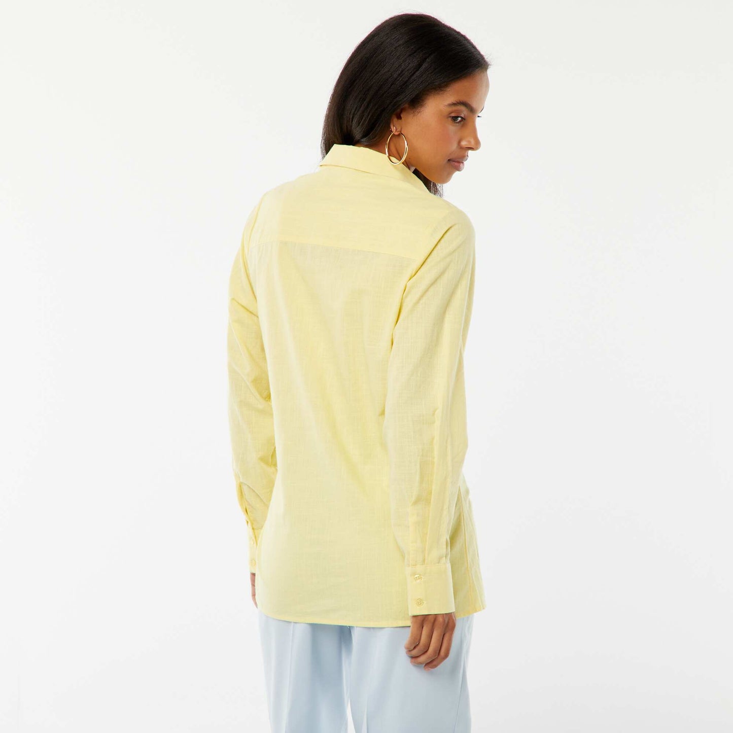 Blouse with shirt collar and bow on the front YELLOW