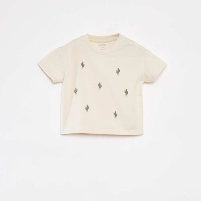 Short-sleeved striped jersey T-shirt WHITE