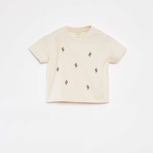 تيشرت جرسية بأكمام قصيرة مخططة تيشرت جرسية مخططة أبيض