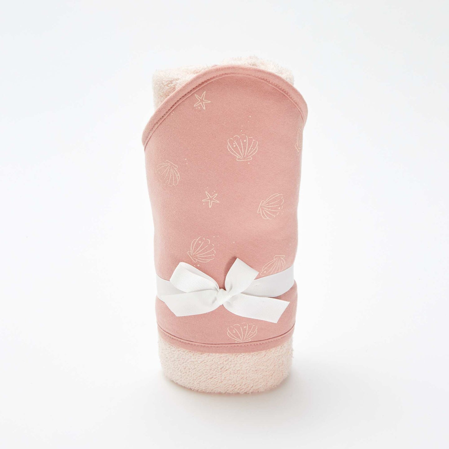 Patterned terrycloth hooded towel PINK