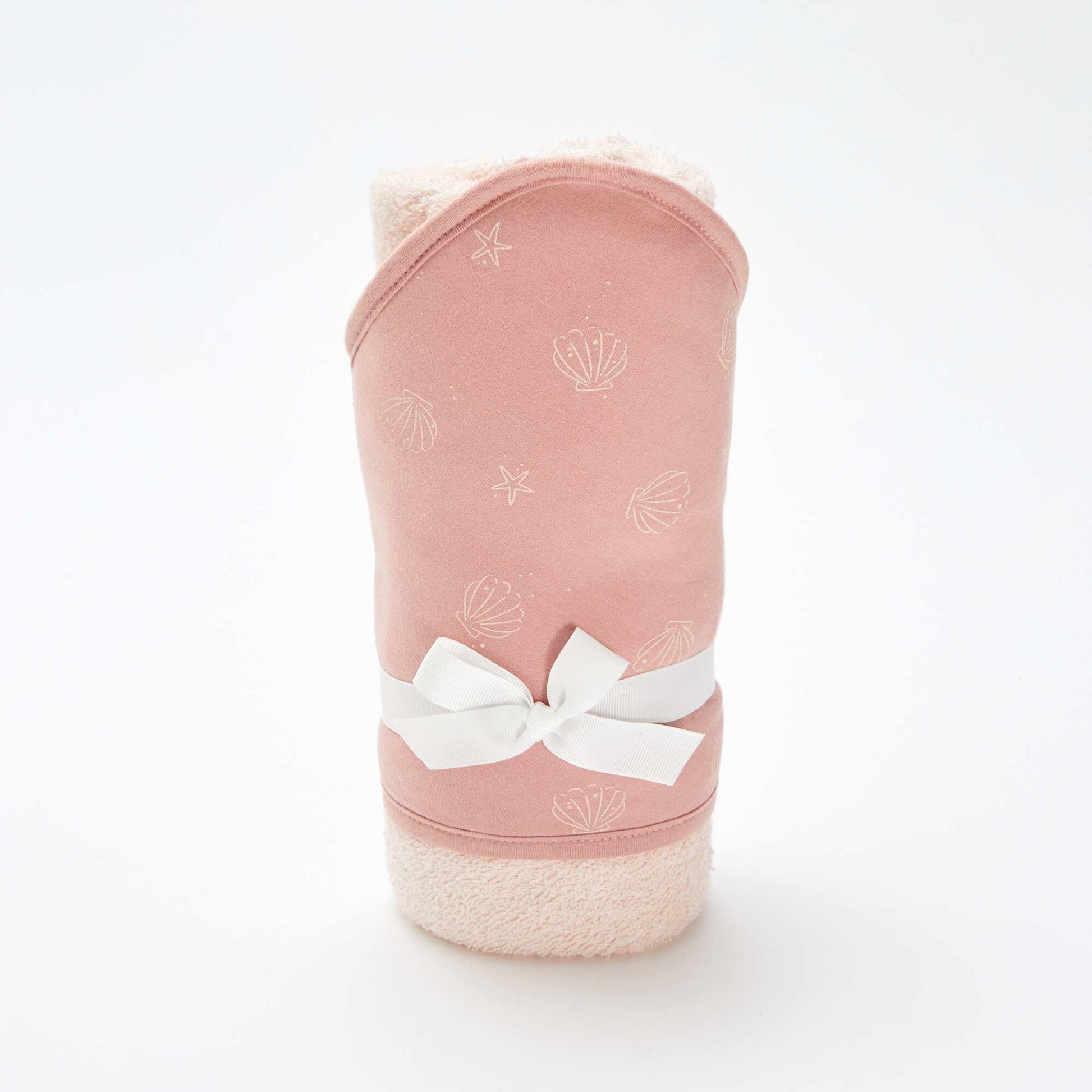 Patterned terrycloth hooded towel PINK