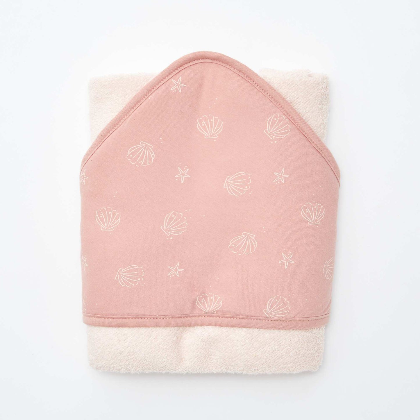 Patterned terrycloth hooded towel PINK