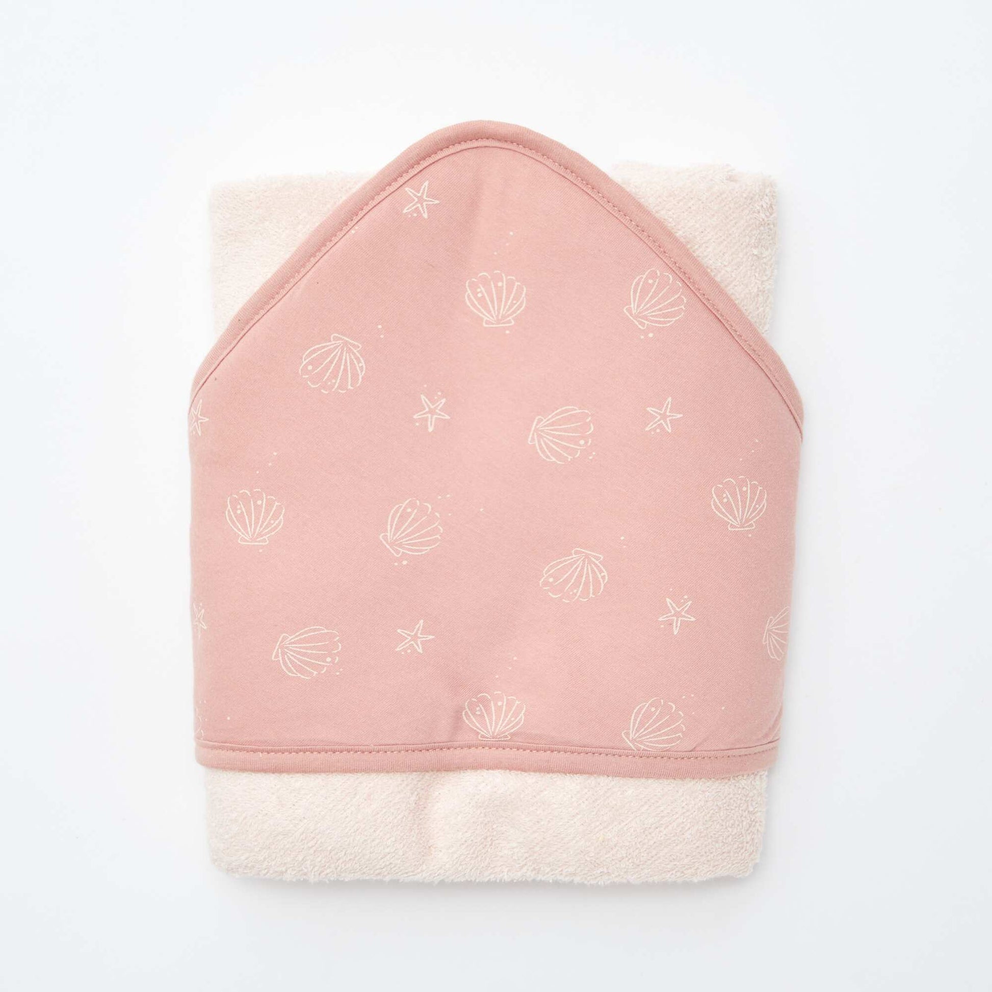 Patterned terrycloth hooded towel PINK