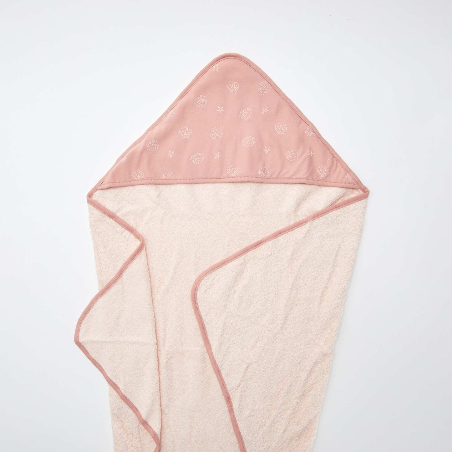 Patterned terrycloth hooded towel PINK