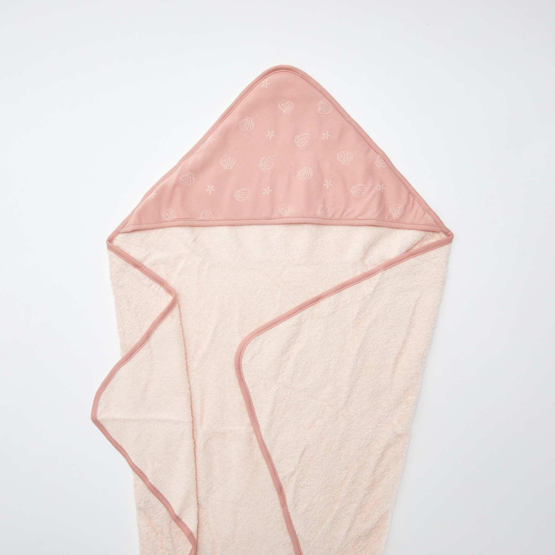 Patterned terrycloth hooded towel PINK