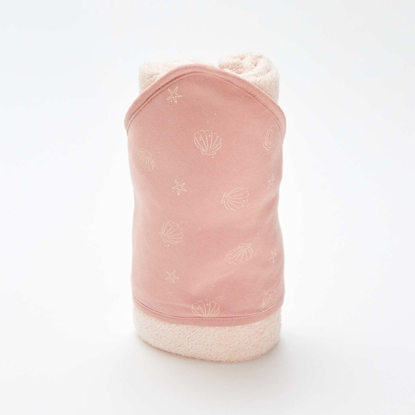 Patterned terrycloth hooded towel PINK