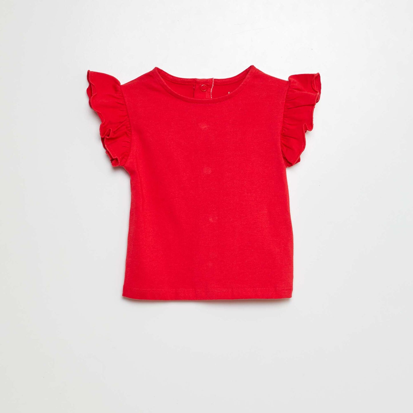 T-shirt with short ruffled sleeves RED