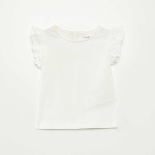 T-shirt with short ruffled sleeves WHITE