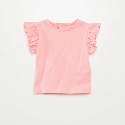 T-shirt with short ruffled sleeves PINK