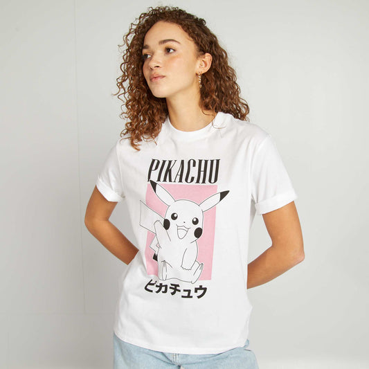 Short-sleeved 'Pokémon' 'Pikachu' T-shirt WHITE