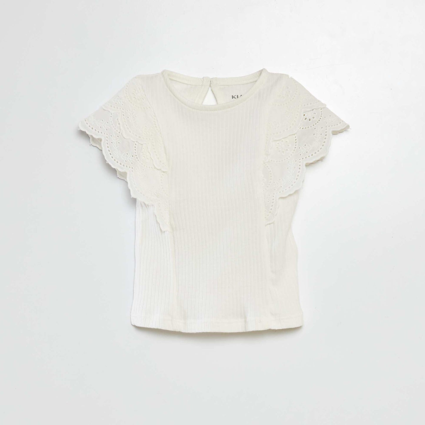 T-shirt with embroidered sleeves WHITE