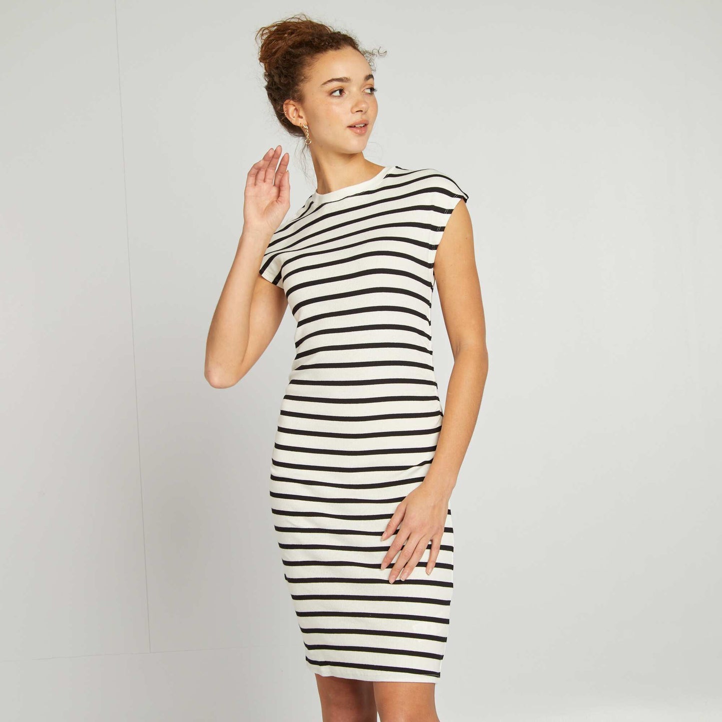 Ribbed stretch knit maxi dress WHITE