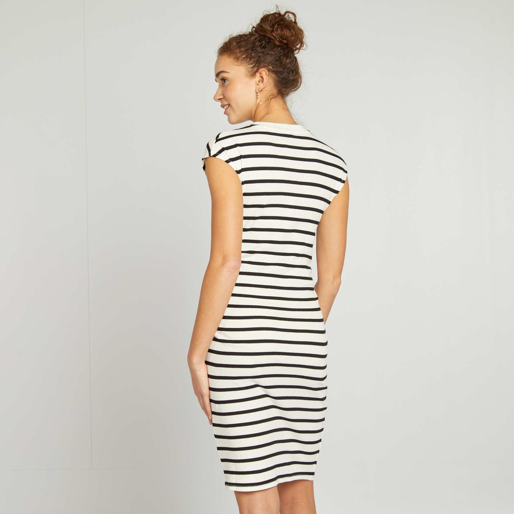 Ribbed stretch knit maxi dress WHITE