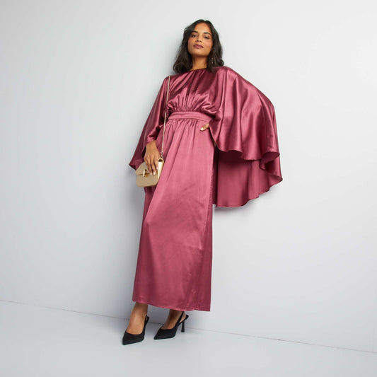 Long flowing dress with wide sleeves PINK