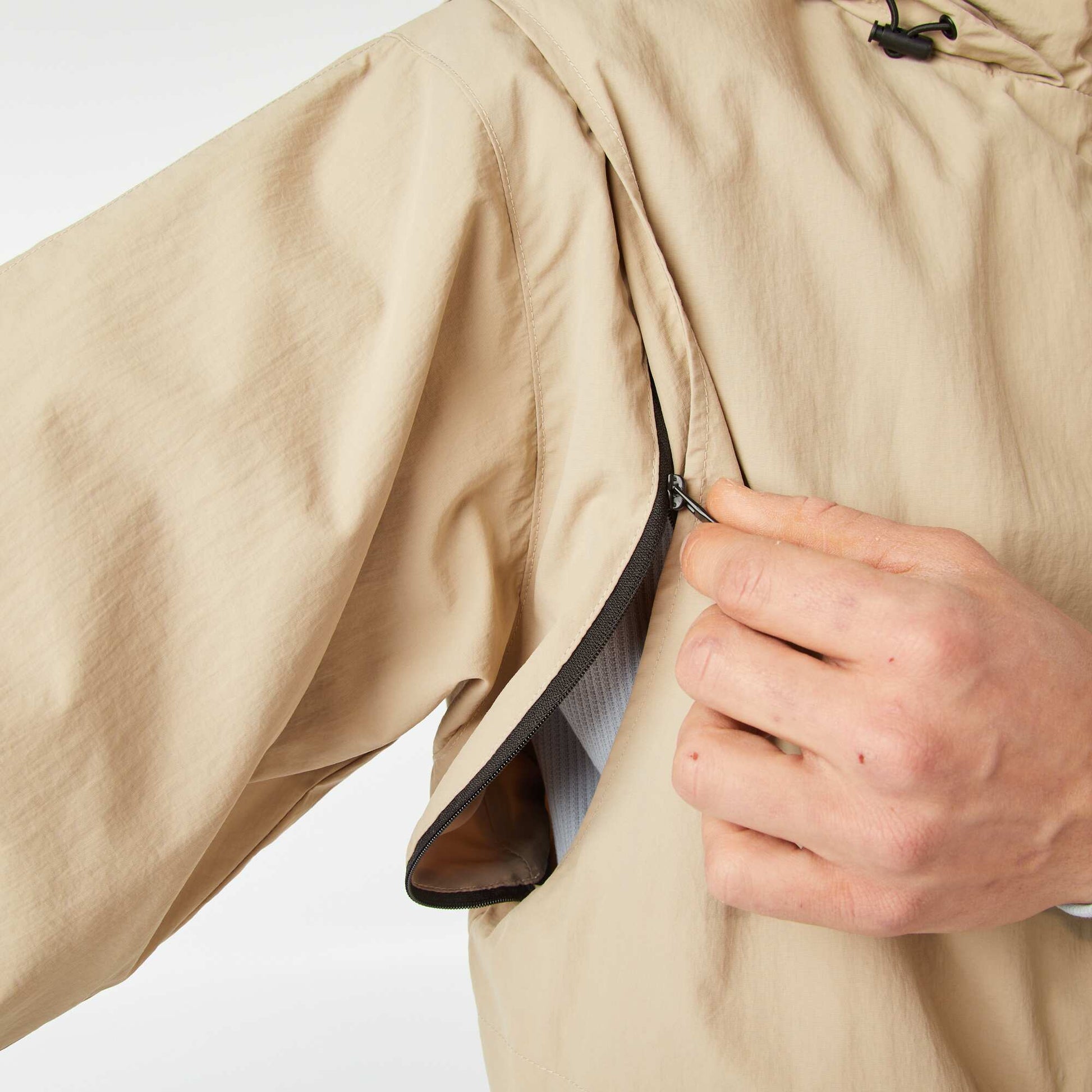 Showerproof windcheater with detachable sleeves BEIGE
