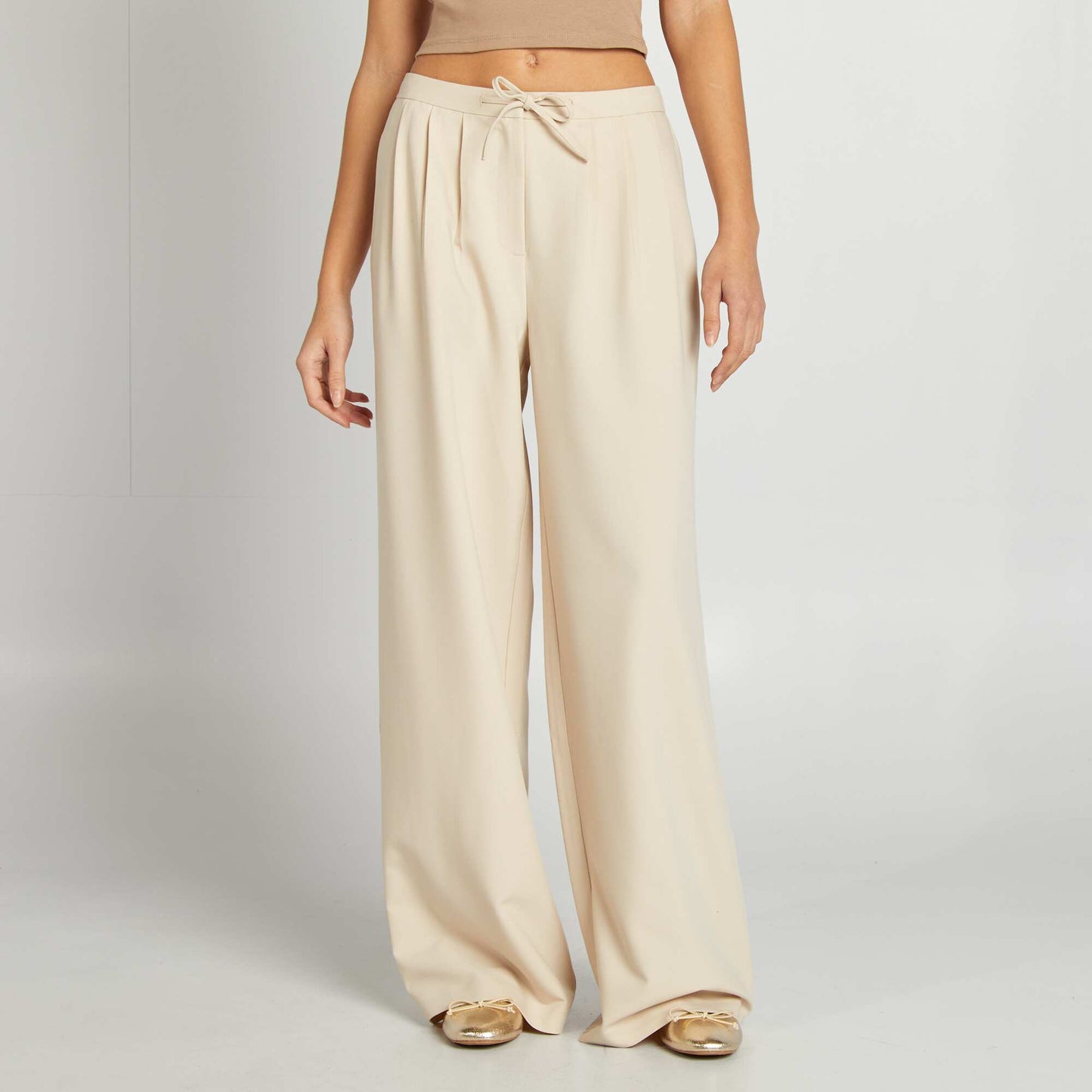 Flowing wide-leg trousers BEIGE