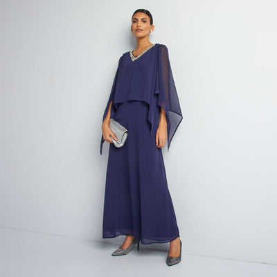 Long dress with sequins BLUE