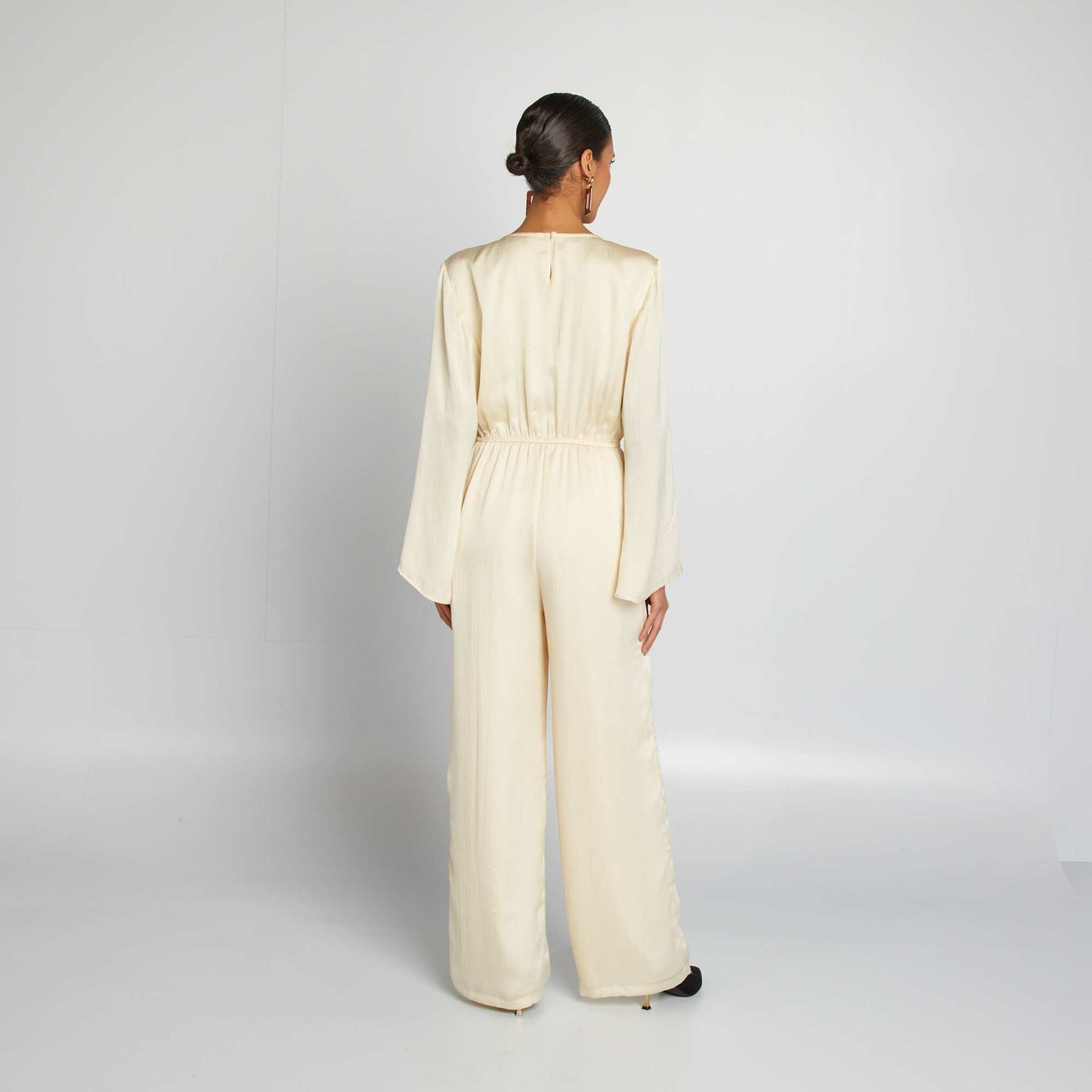 Flowing sequined jumpsuit BEIGE