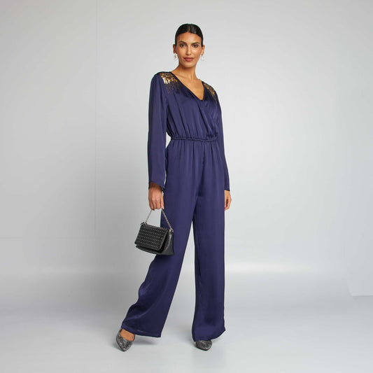 Flowing sequined jumpsuit BLUE