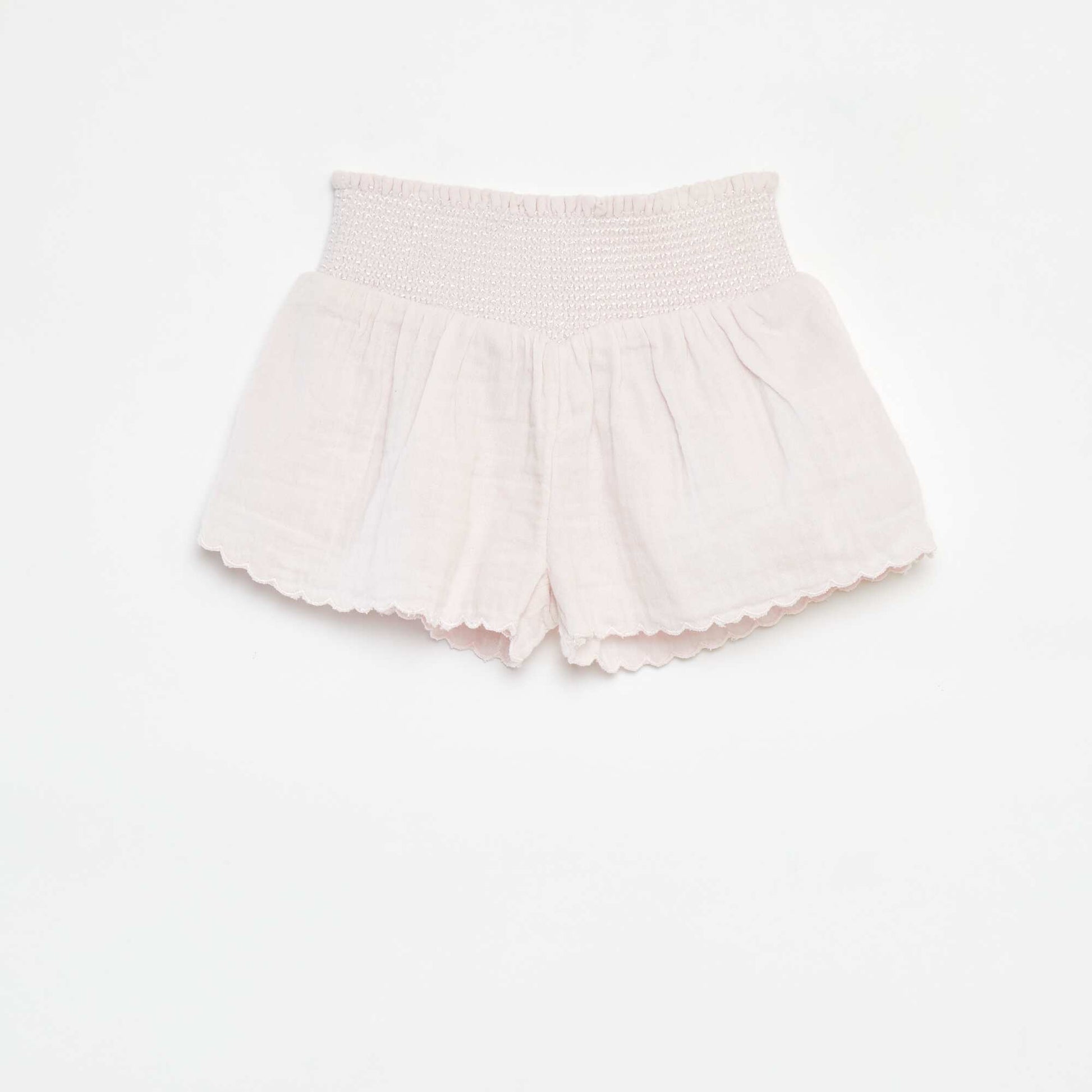 Embroidered cotton gauze shorts PINK