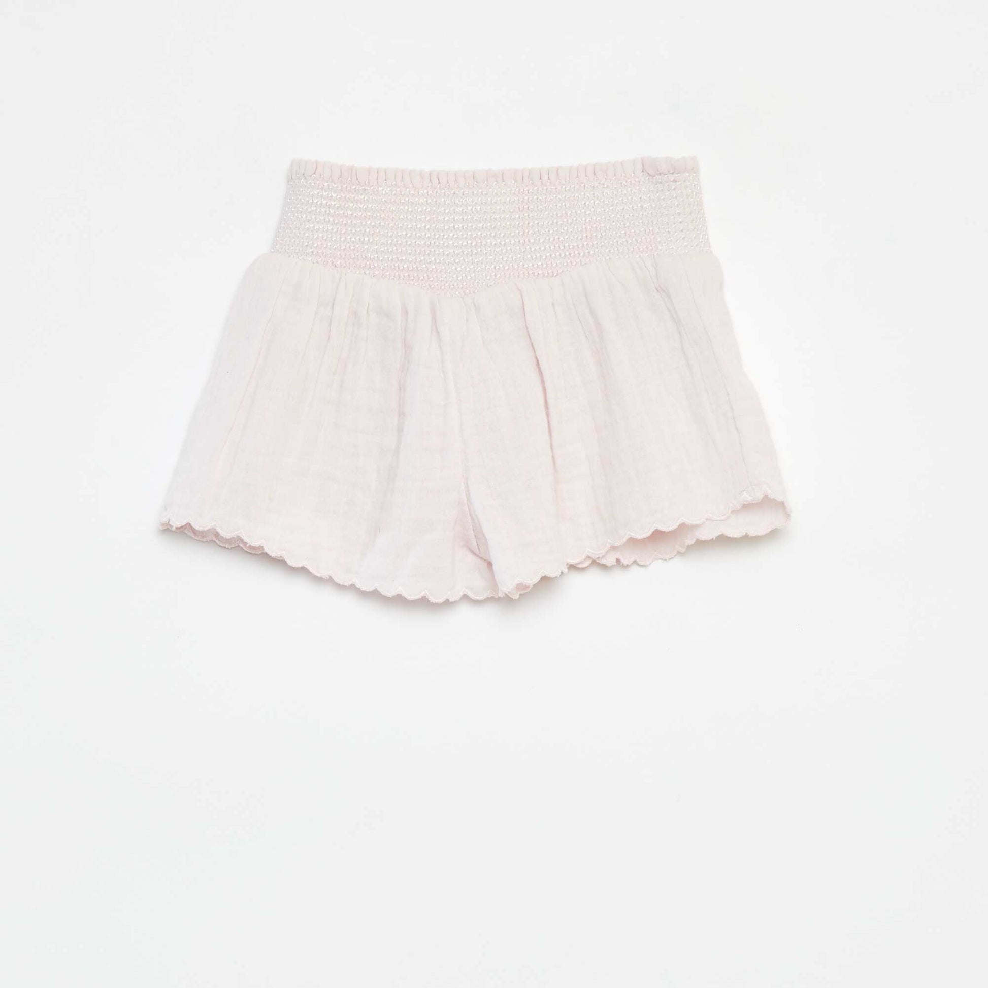 Embroidered cotton gauze shorts PINK